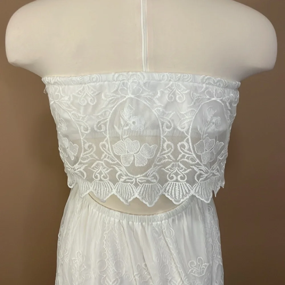 EXPRESS lace tube top Boho Peasant dress womens S - Picture 4 of 7
